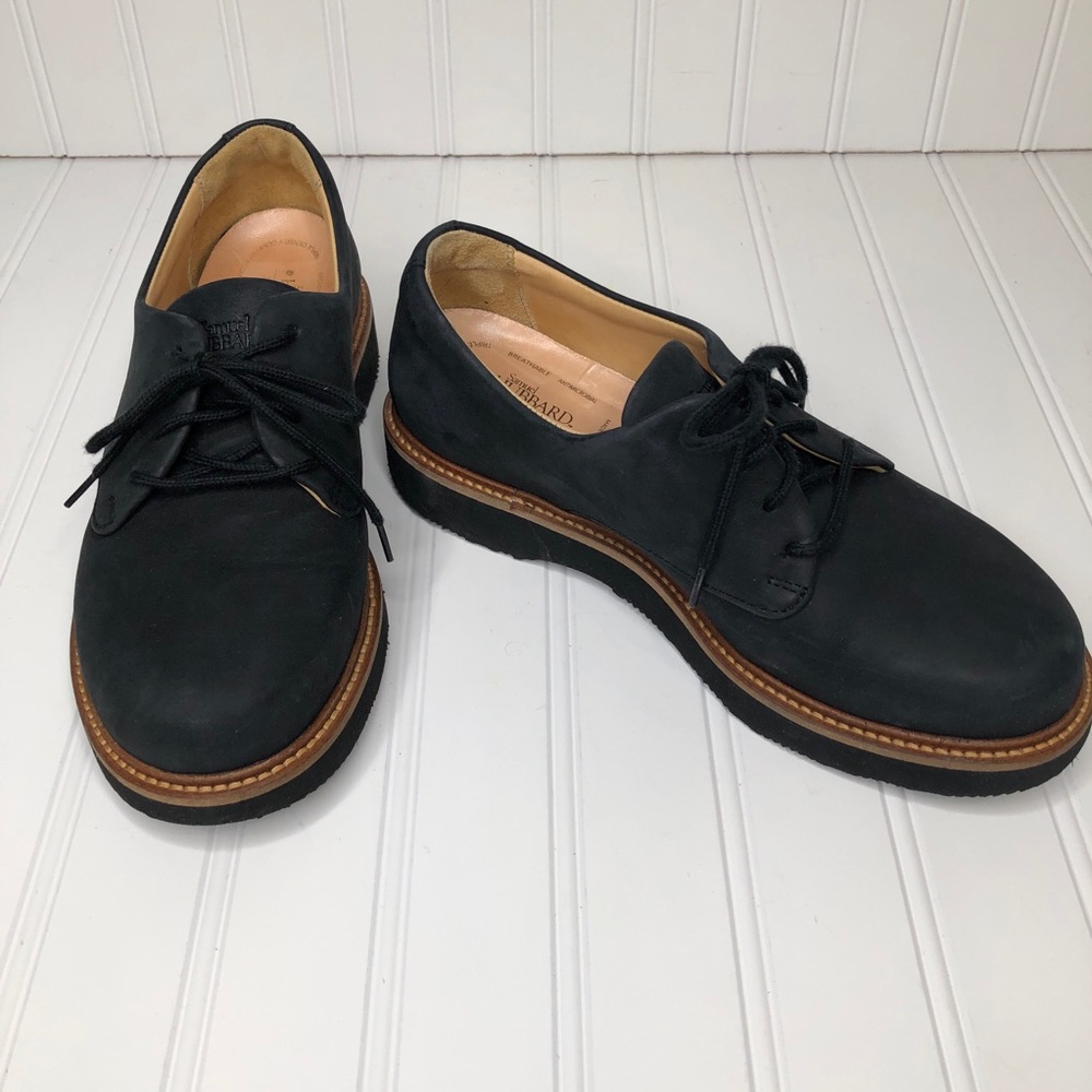 Women's Black Lace-Up Casual Loafers with Brown Welt